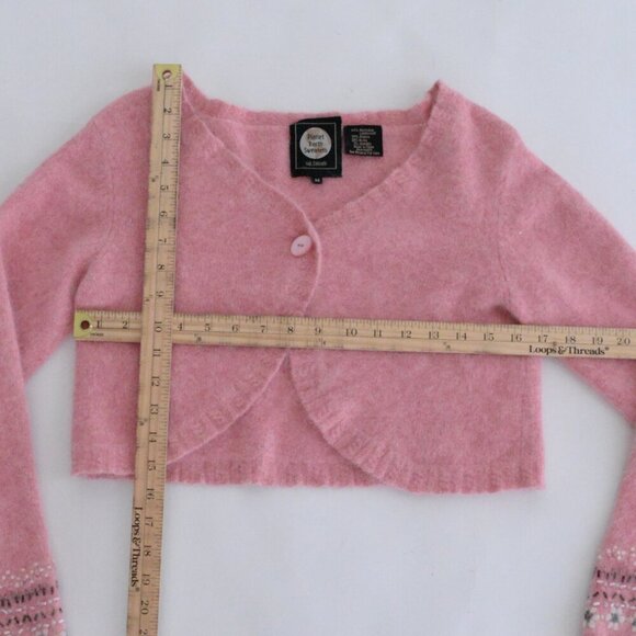 Planet Earth Pink 44% Australian Lamb Wool 34% Angora Fine Knit Crop Sweater M - Picture 4 of 12
